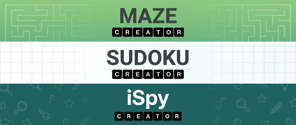 Maze Creator, Sudoku Creator and iSpy Creator — the newest puzzle worksheet apps at one low bundled price. Limited time and quantity!