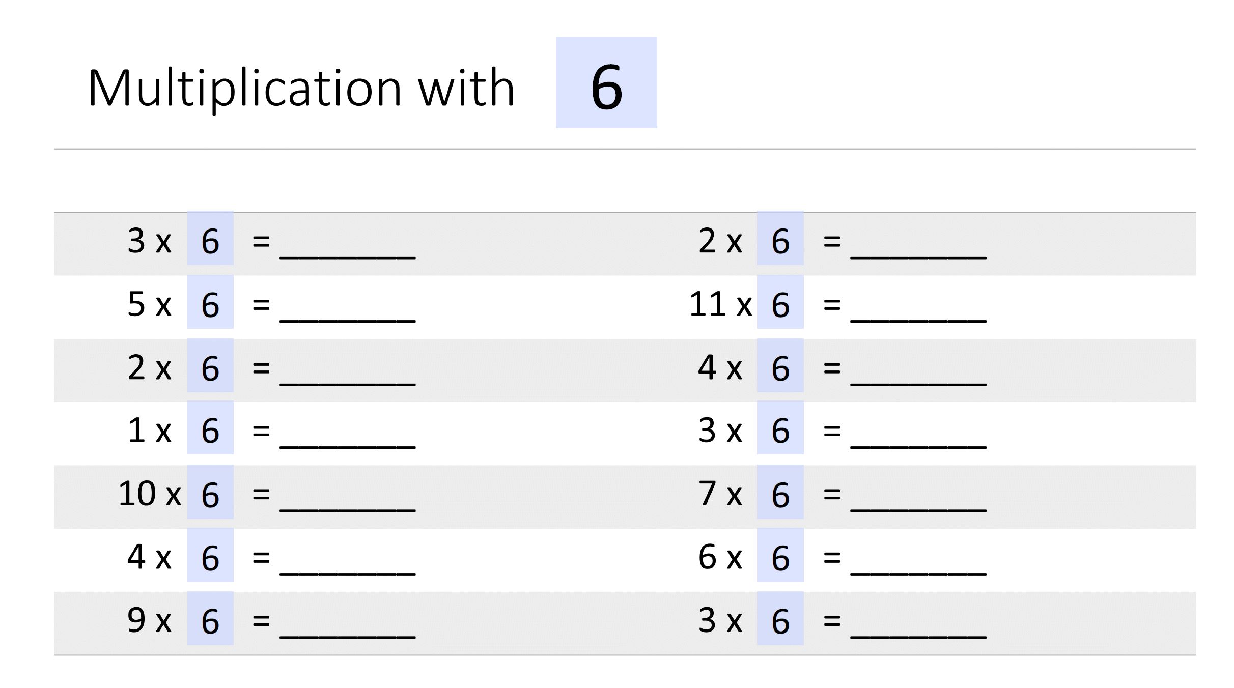 Editable Multiplication PDF