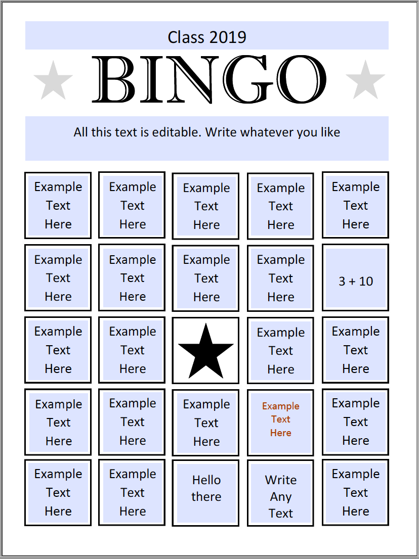 Bingo Preview Second Page with filled in answers