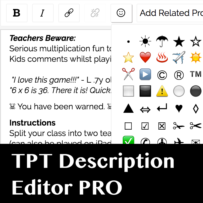 Product Description Editor Pro on TPT 